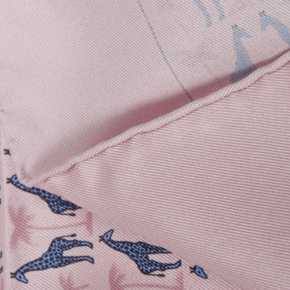 Hermes Silk Giraffes Pocket Square Scarf Pink 5 of 7
