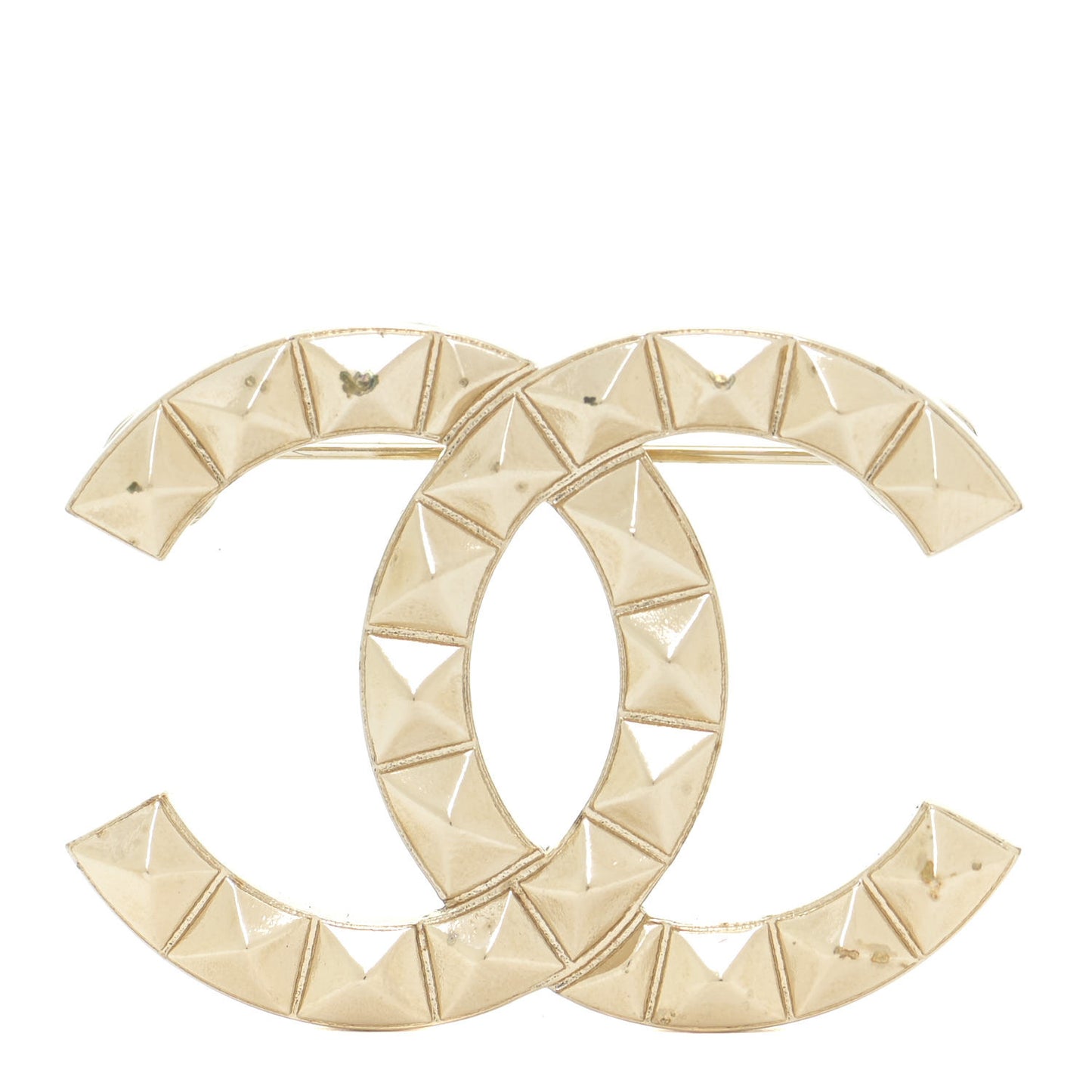 Studded CC Pin Brooch Gold