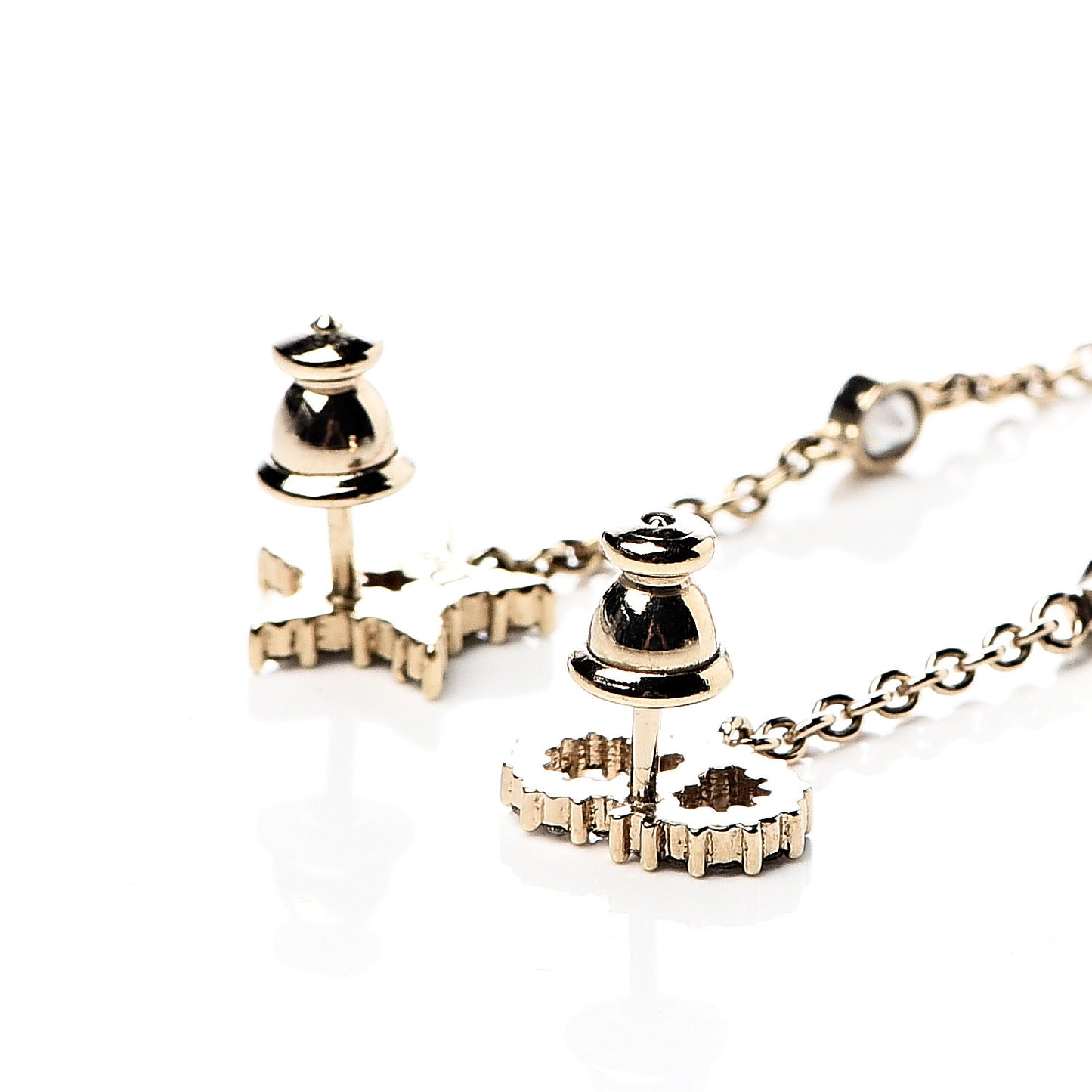 Pearl Crystal Shiny-D Dangle Chain Earrings Gold