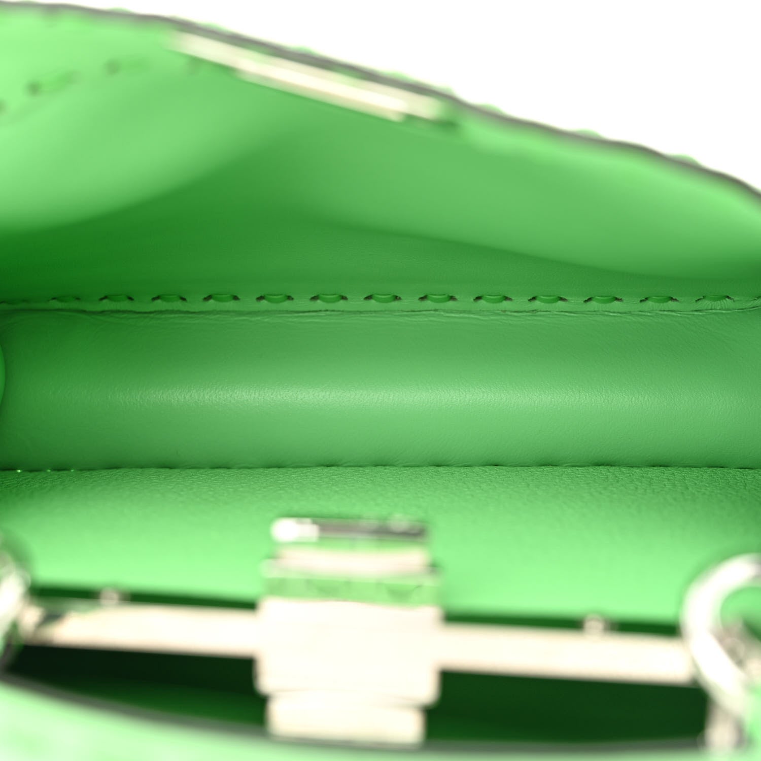 Fendi Cuoio Roma Sellerissima Nappa Sintetica Tape Stitch Small Peekaboo I SEE U Satchel Edamame 5 of 13