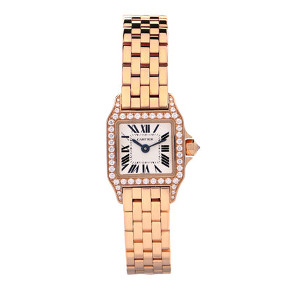 Cartier 18K Pink Gold Diamond Bezel 17mm Santos Demoiselle Quartz Watch 1 of 4