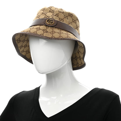 Gucci Monogram Textured Dollar Calfskin GG Jago Bucket Hat S Cacao Beige 2 of 9