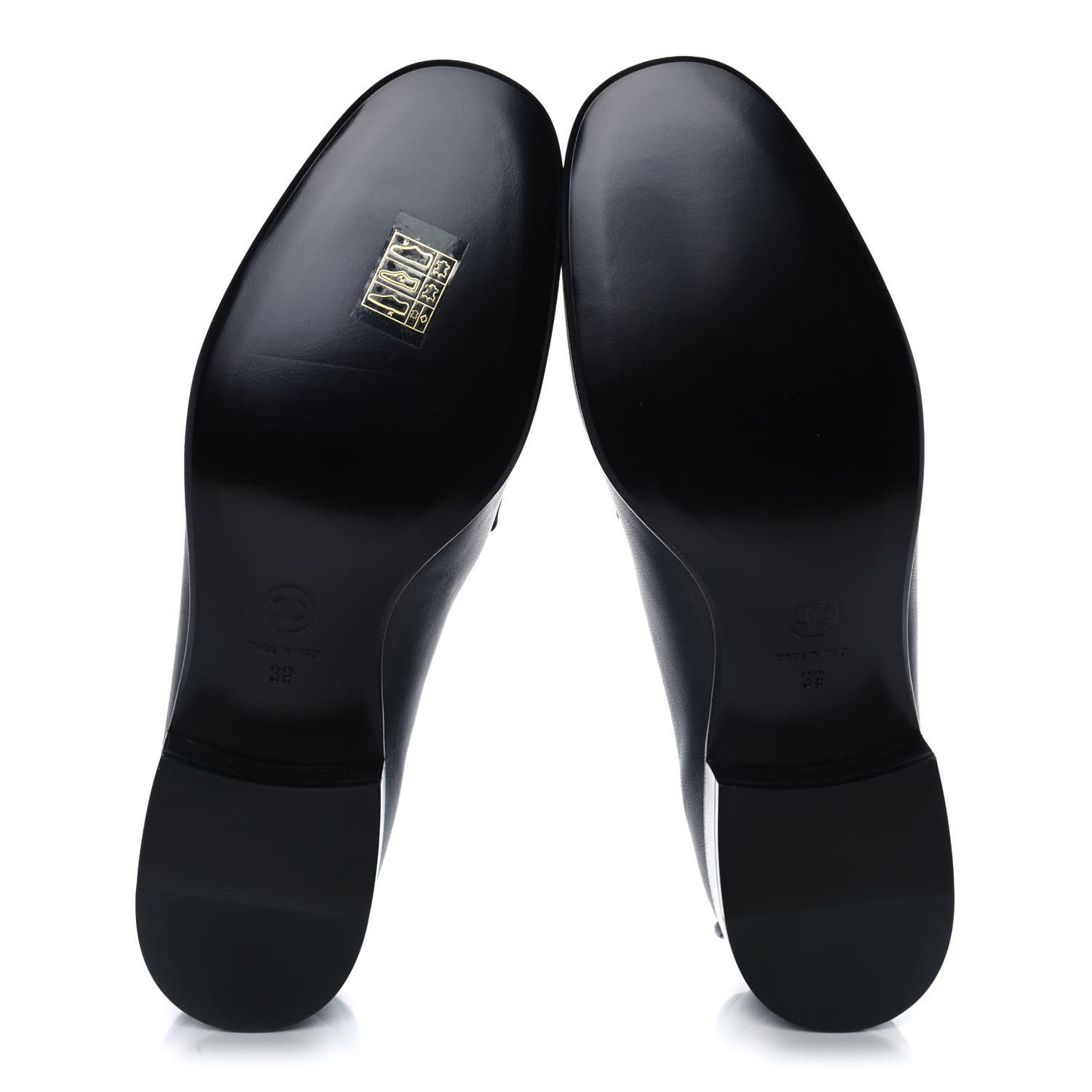 Lambskin Quilted Womens CC Loafers 39 Black