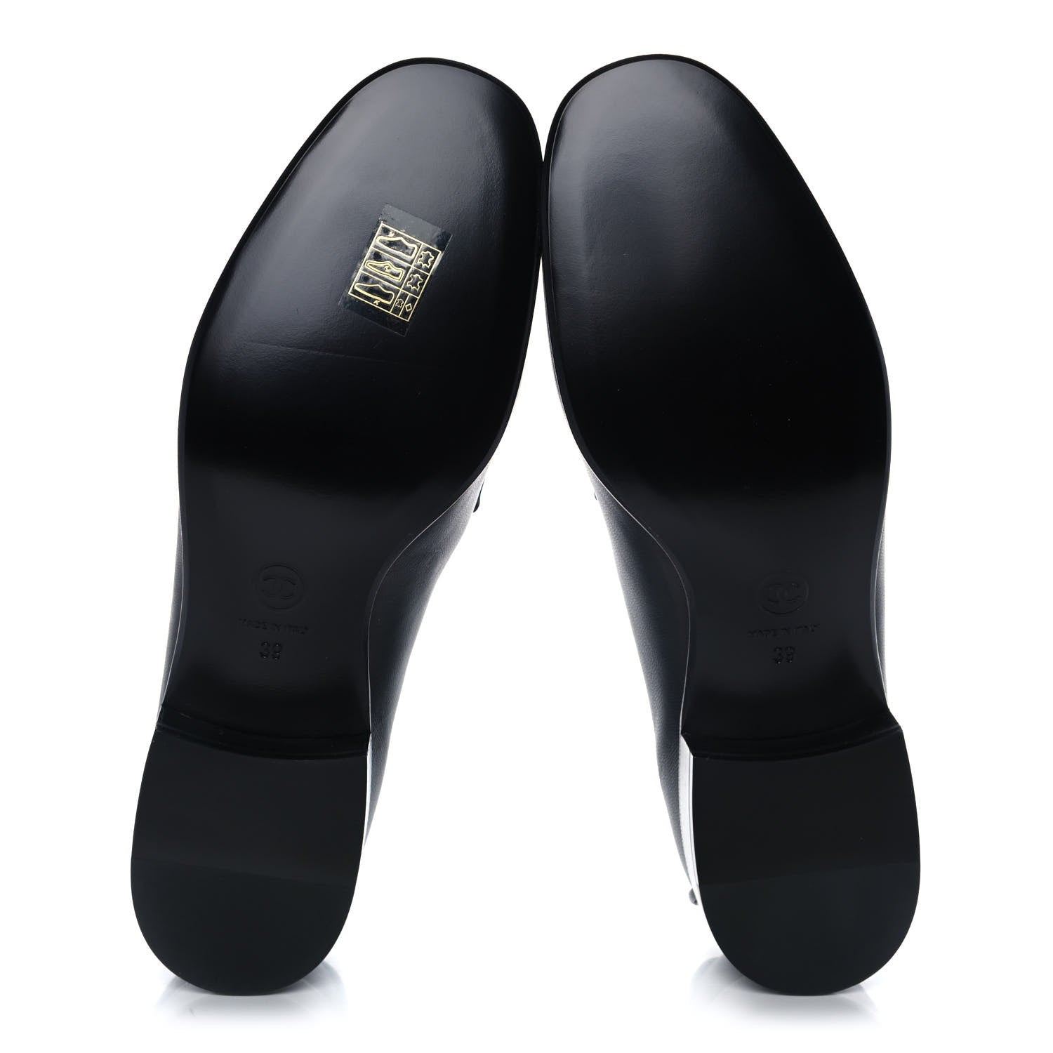 Chanel Lambskin Quilted Womens CC Loafers 39 Black 5 of 10