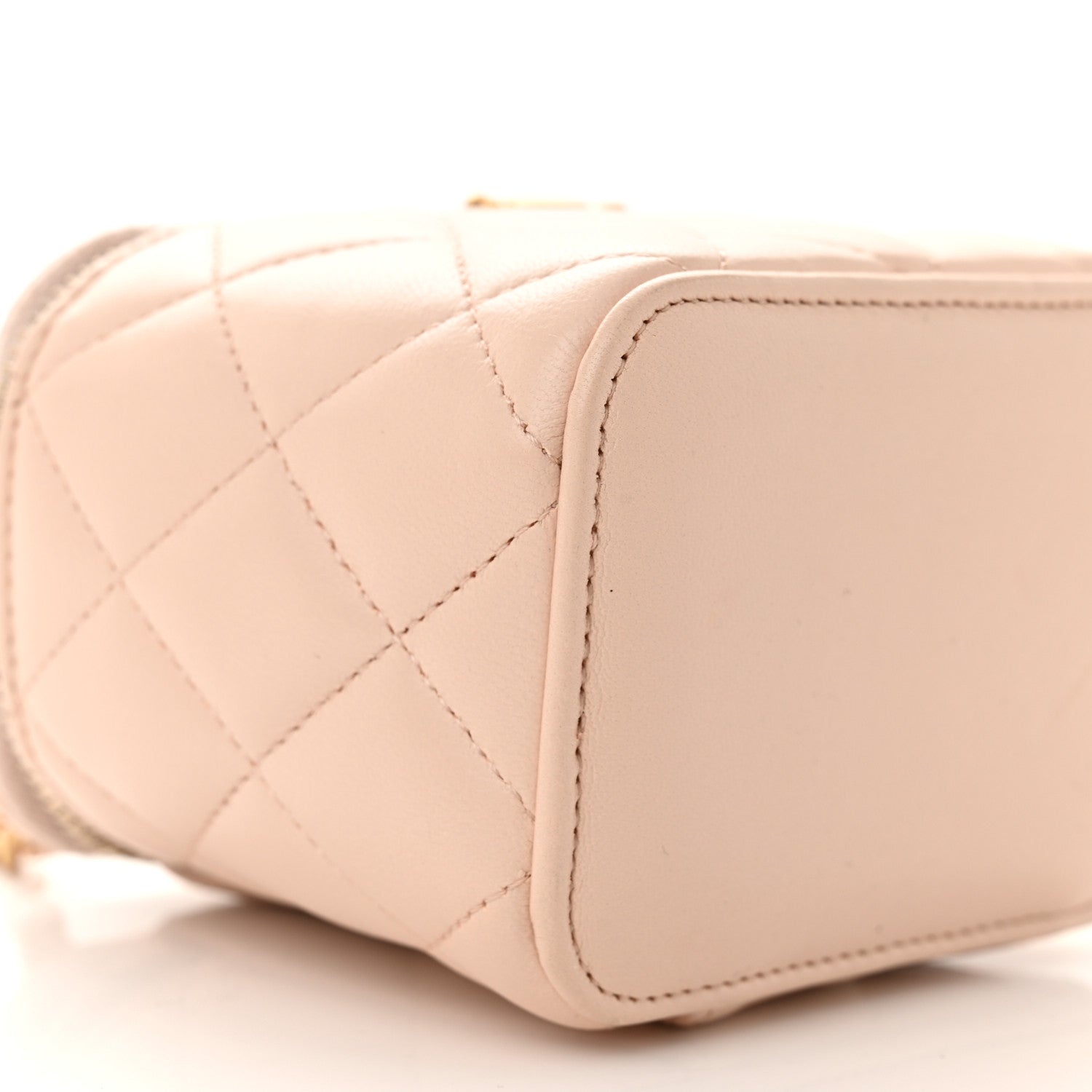 Chanel Lambskin Quilted Pearl Crush Mini Vanity Case With Chain Beige 9 of 11