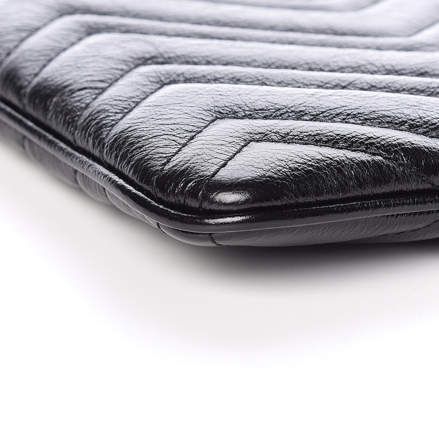 Azalea Calfskin Matelasse Heart GG Marmont Zip Pouch Black