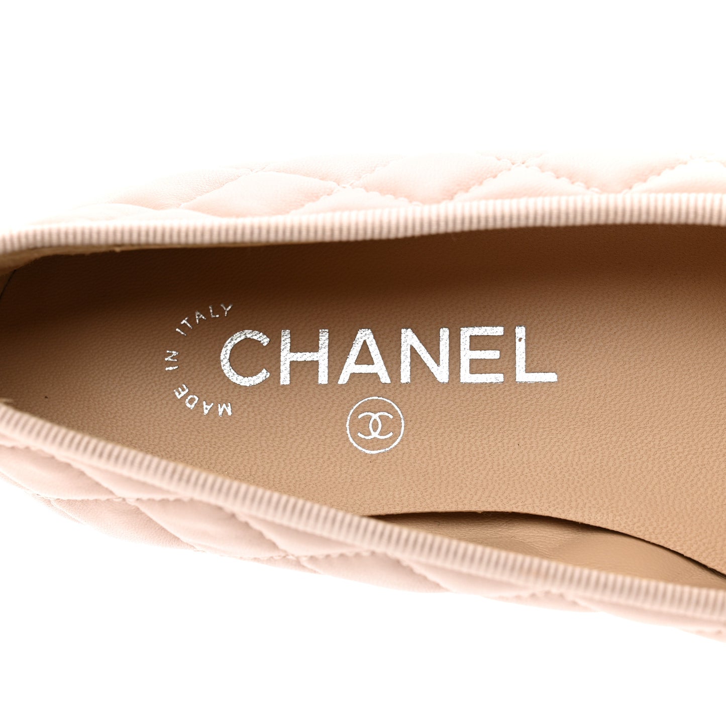 Lambskin Quilted CC Cap Toe Ballerina Flats 37 Light Pink