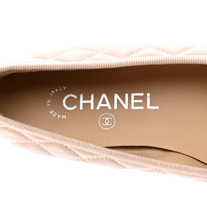 Chanel Lambskin Quilted CC Cap Toe Ballerina Flats 37 Light Pink 7 of 9
