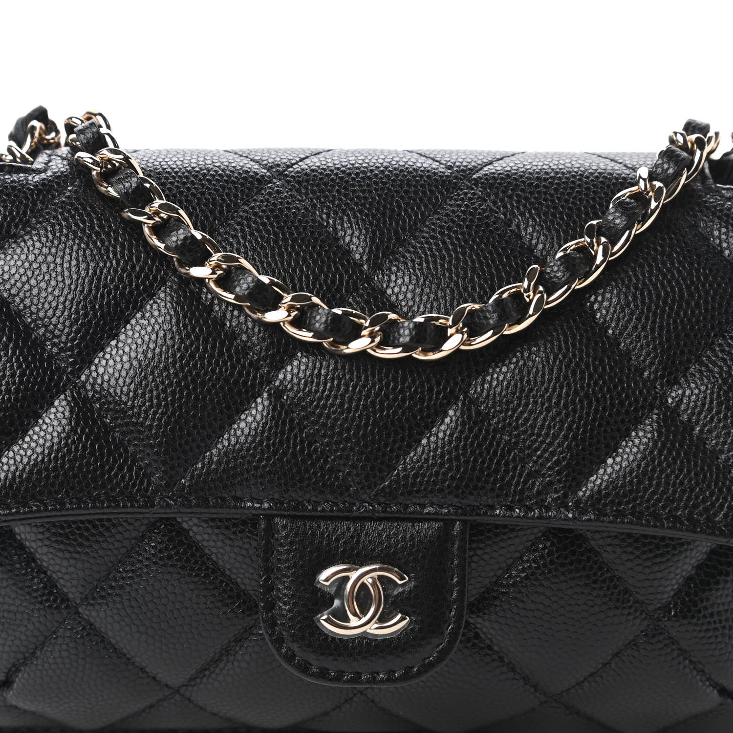 Chanel Caviar Fabric Quilted Foldable Tote With Chain Black Multicolor 17 of 18