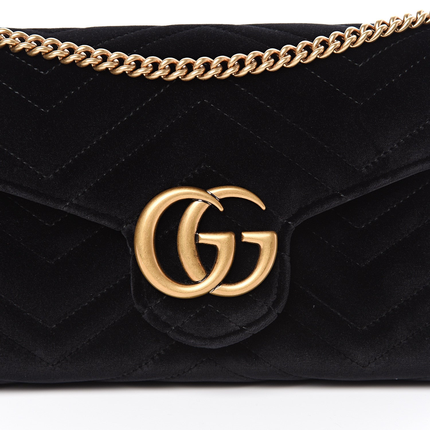 Gucci Velvet Matelasse GG Marmont Chain Wallet Black 8 of 10
