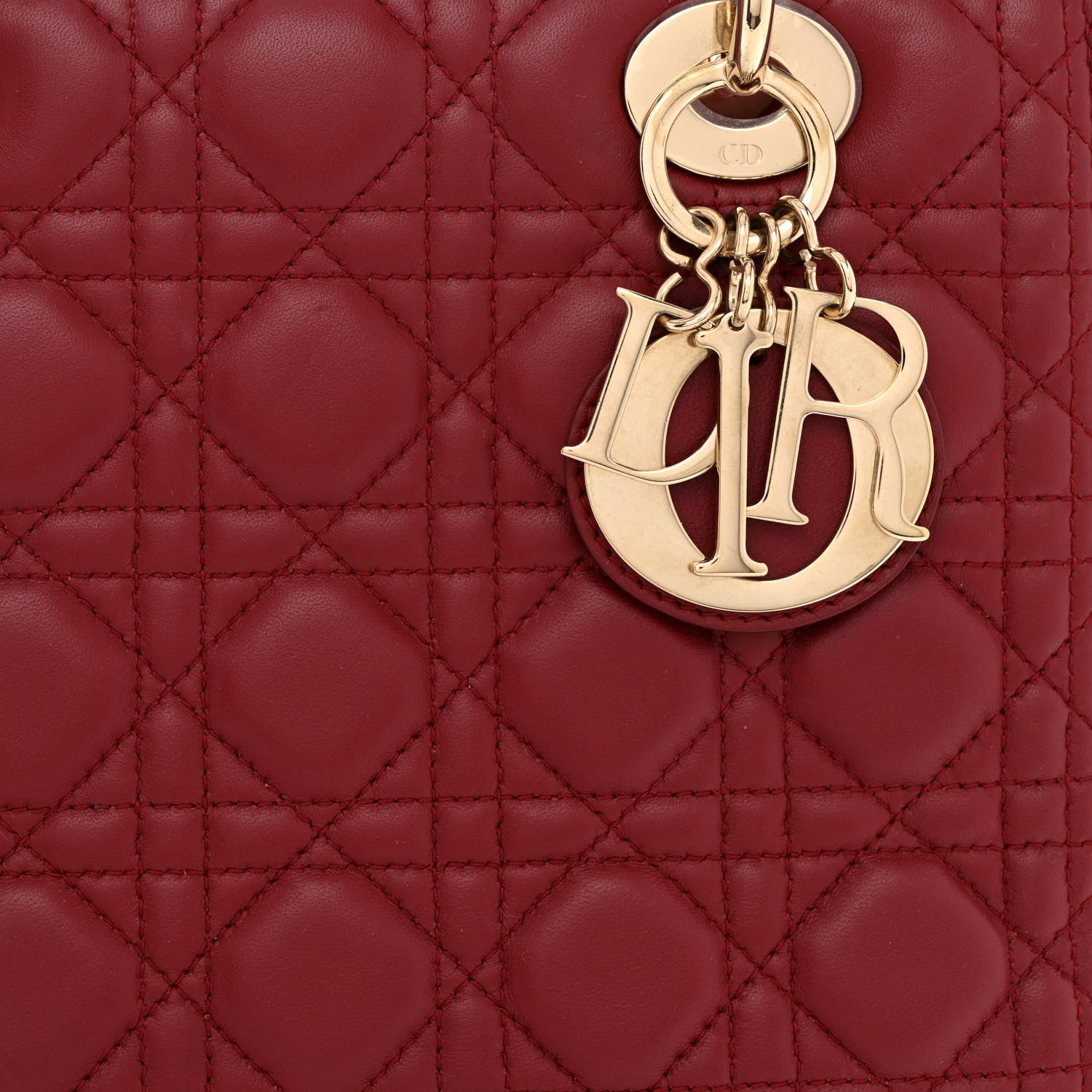 Christian Dior Lambskin Cannage Medium Lady Dior Red 8 of 12