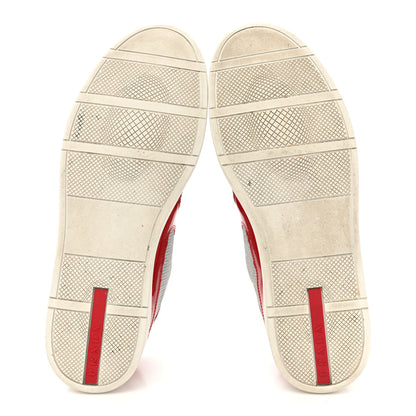 Prada Vitello Rubber Bike Mens America's Cup Sneakers 10.5 Rubino Argento 5 of 9