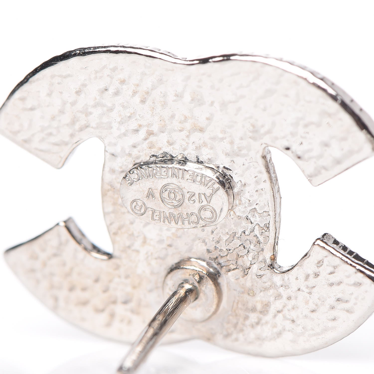 Chanel Crystal CC Earrings Silver 5 of 5