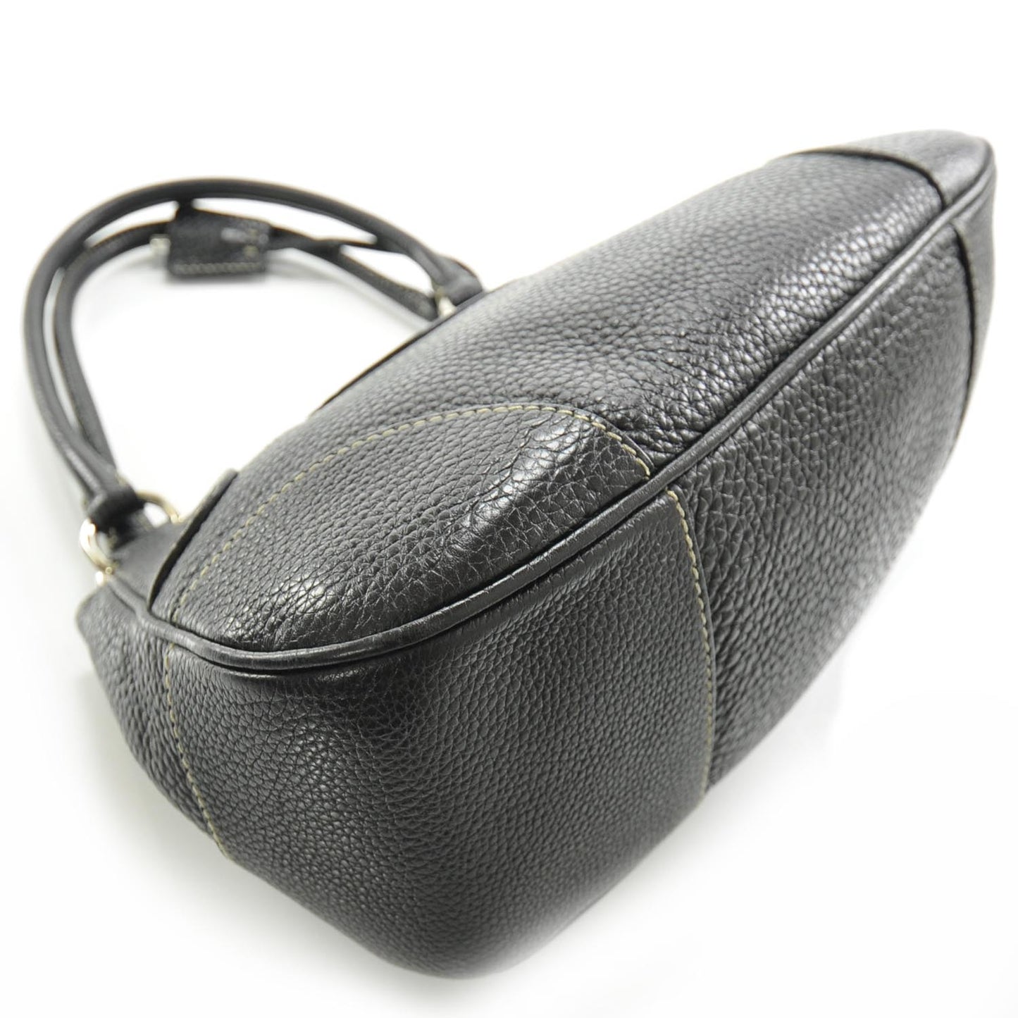 Vitello Daino Foldover Pushlock Bag Black