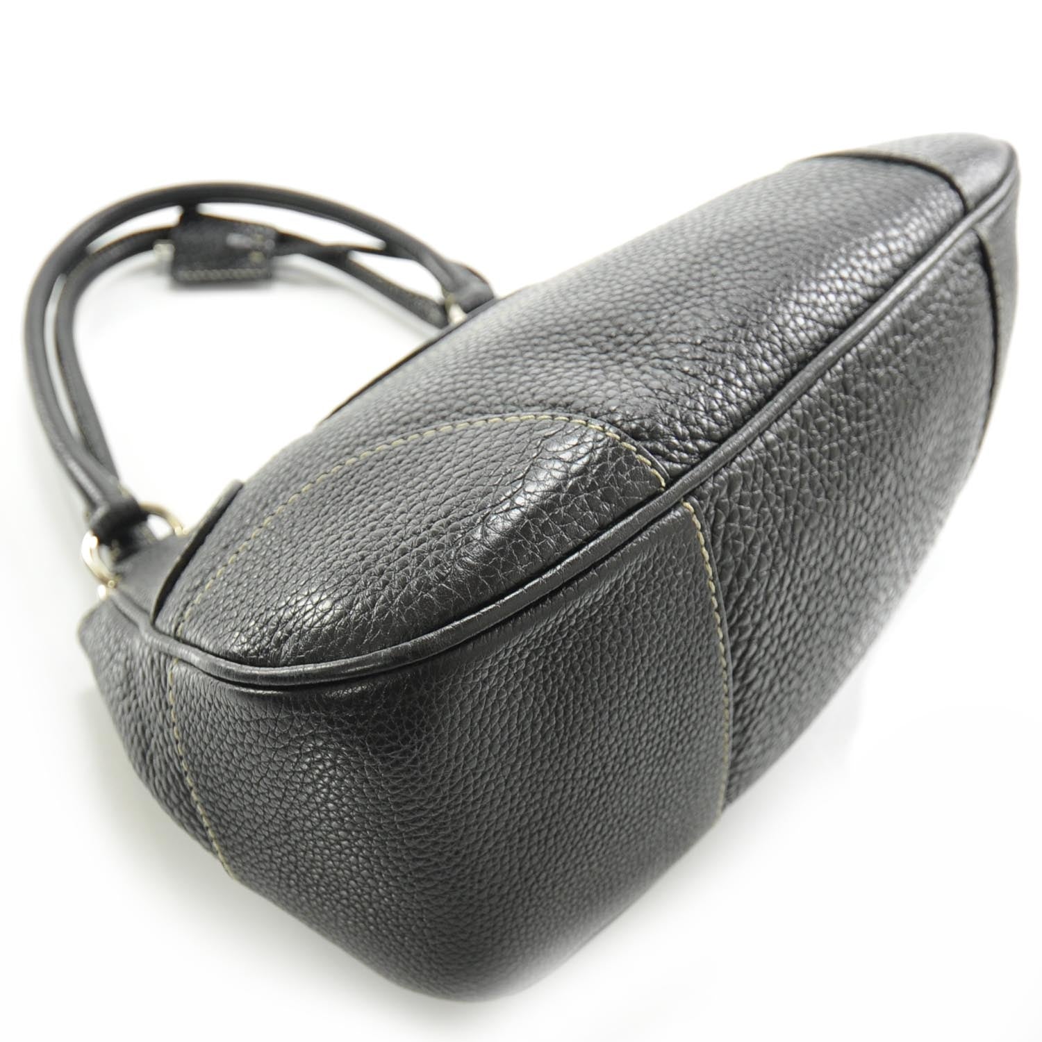 Prada Vitello Daino Foldover Pushlock Bag Black 5 of 10