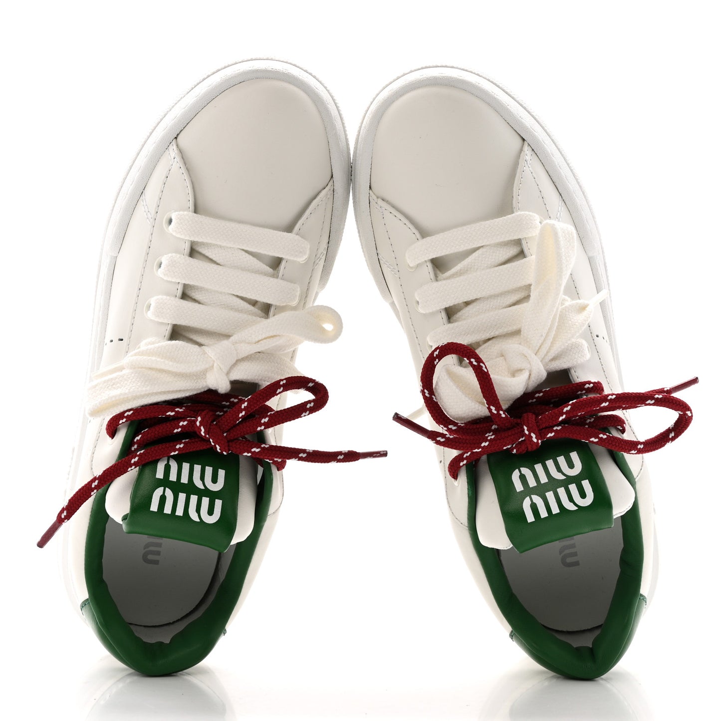Calfskin Womens Low Top Sneakers 39 White Green