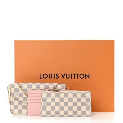 Louis Vuitton Damier Azur Pochette Felicie Chain Wallet Rose Ballerine 15 of 15