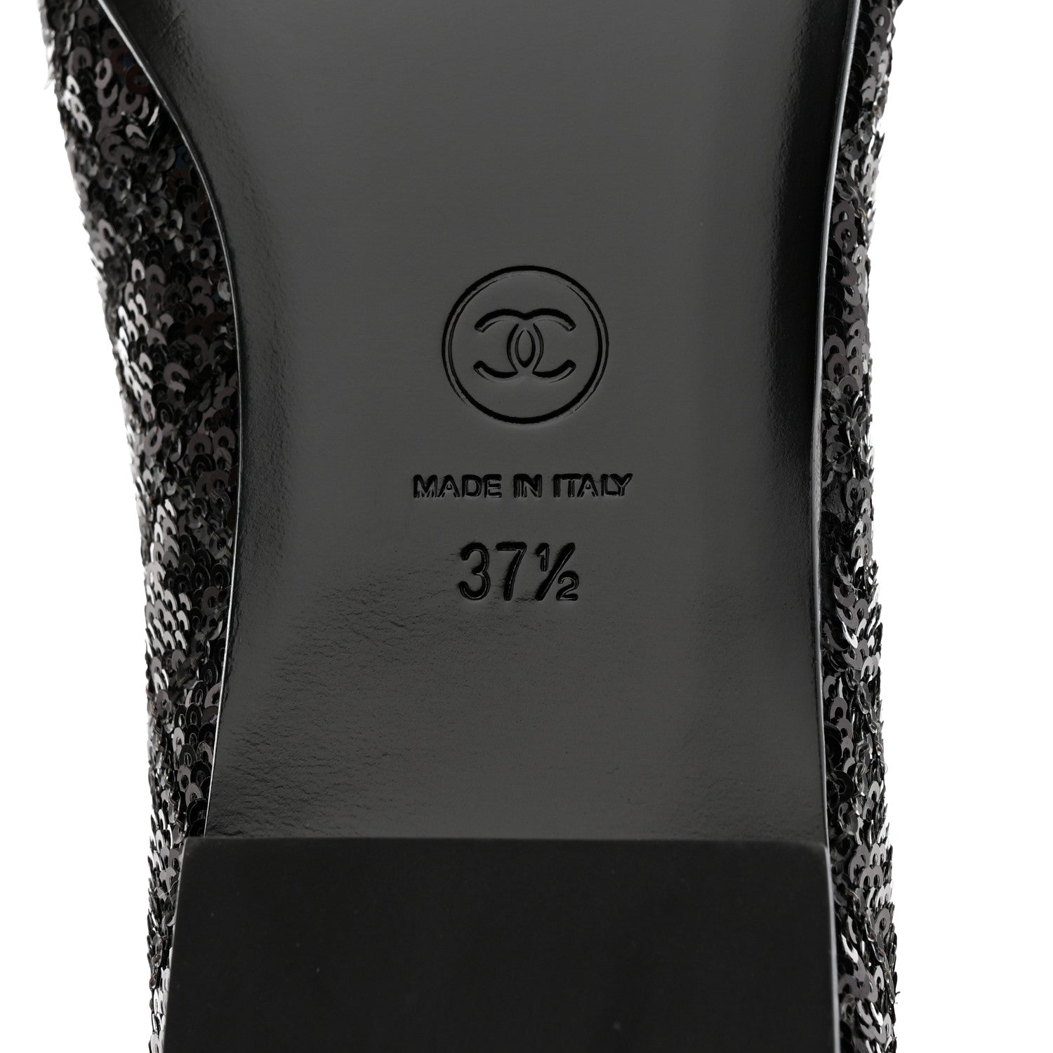 Chanel Sequin Lambskin Quilted CC Loafers 37.5 Black 8 of 9