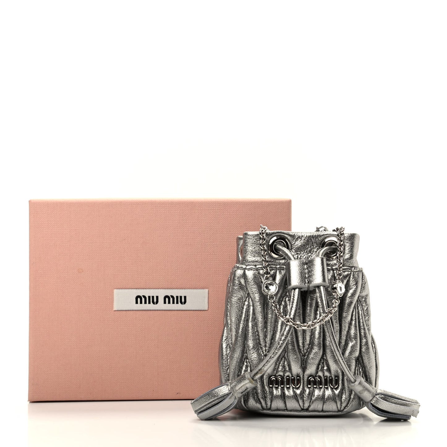 Metallic Nappa Matelasse Mini Bandoliera Cromo