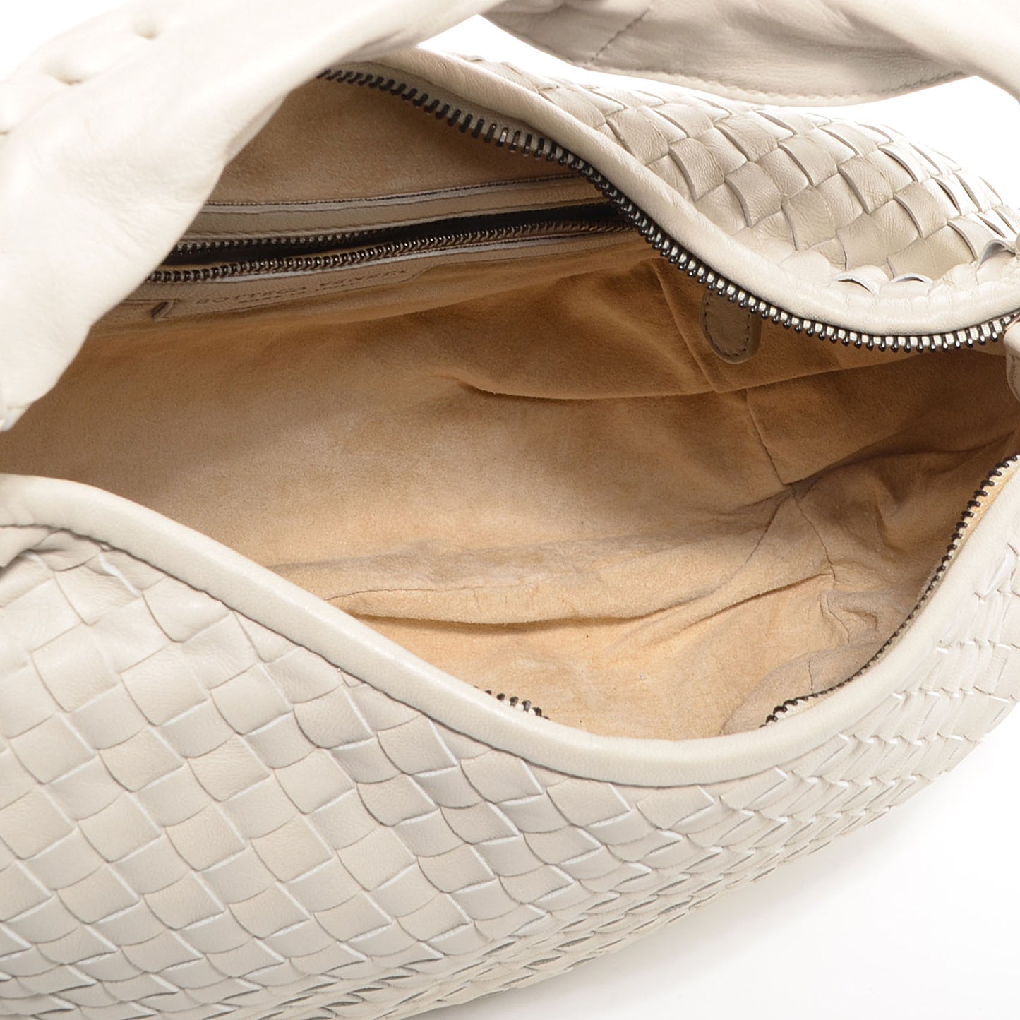 Nappa Intrecciato Medium Belly Veneta Hobo Cream