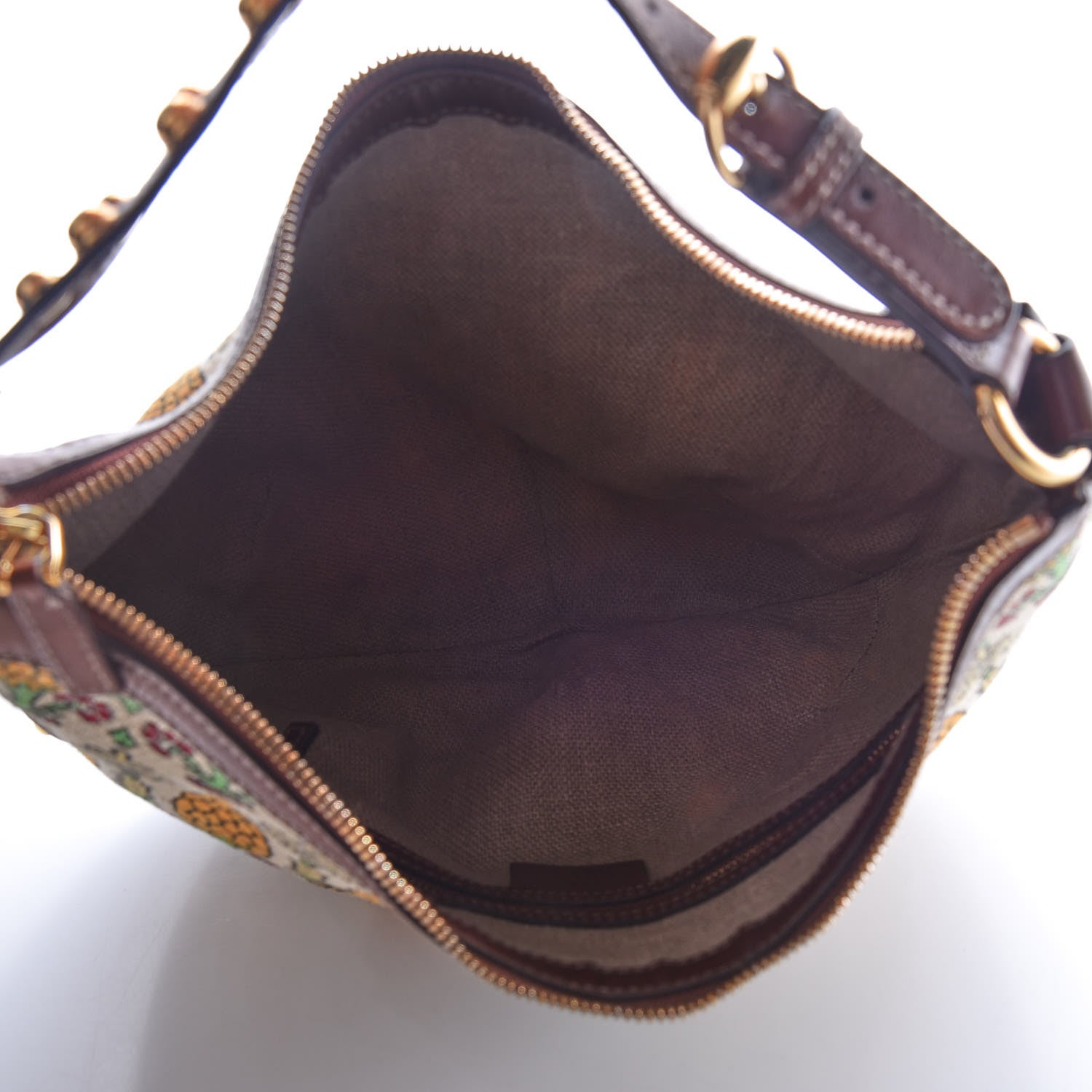 Gucci Monogram Biba Pineapple Print Hobo Brown 5 of 12