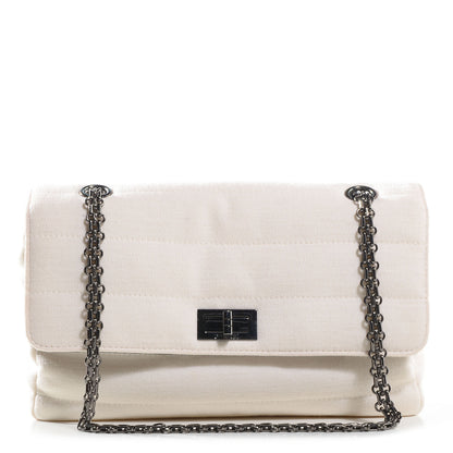 Chanel Horizontal Quilt Jersey Mademoiselle Flap Ivory 1 of 9