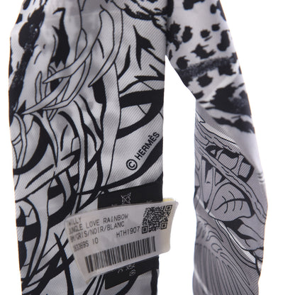 Hermes Silk Jungle Love Rainbow Twilly Gris Black White 3 of 4