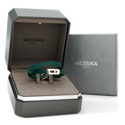 Messika 18K Rose Gold Diamond Leather My Move Bracelet Green 7 of 7