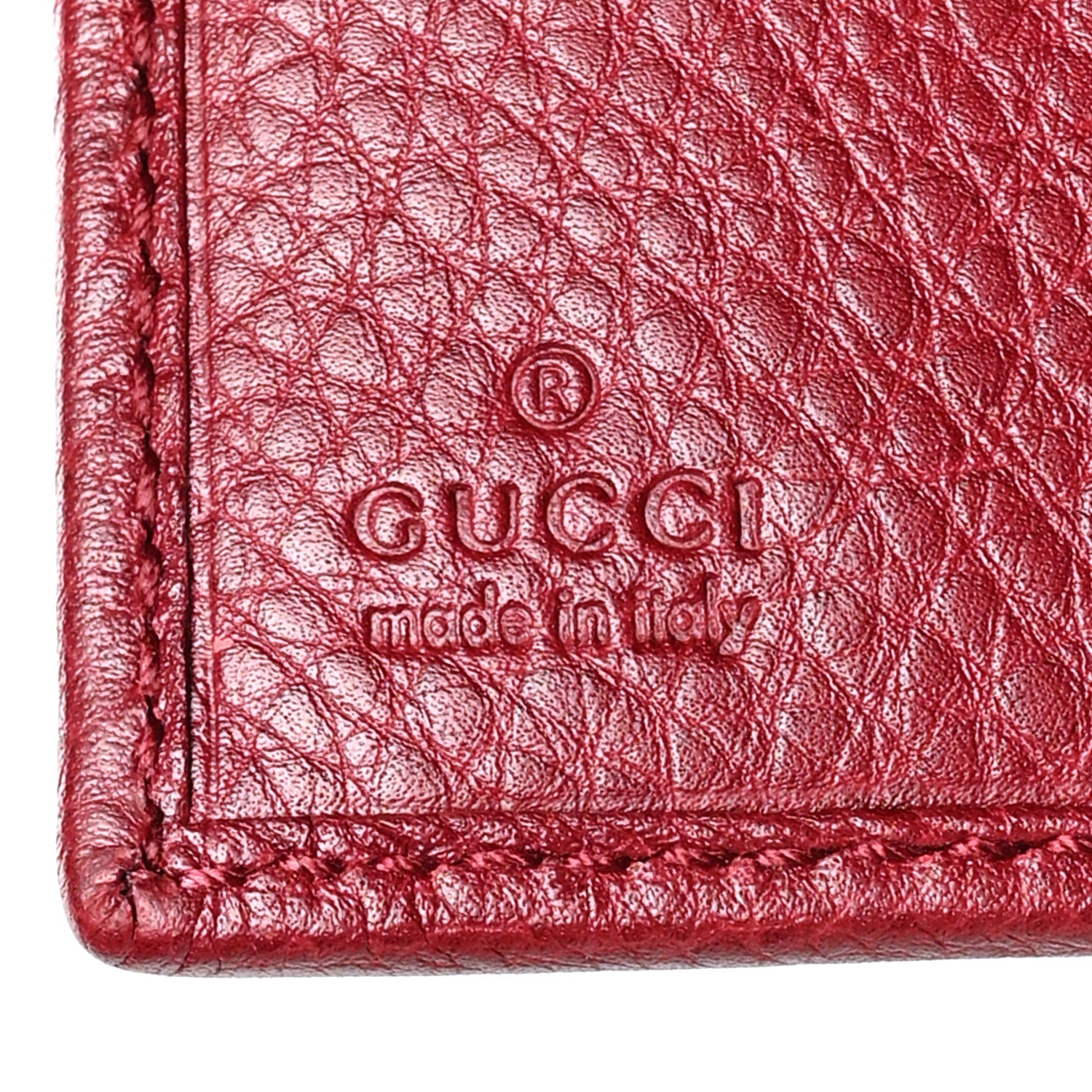 Gucci Textured Calfskin French Flap Wallet Red 7 of 9