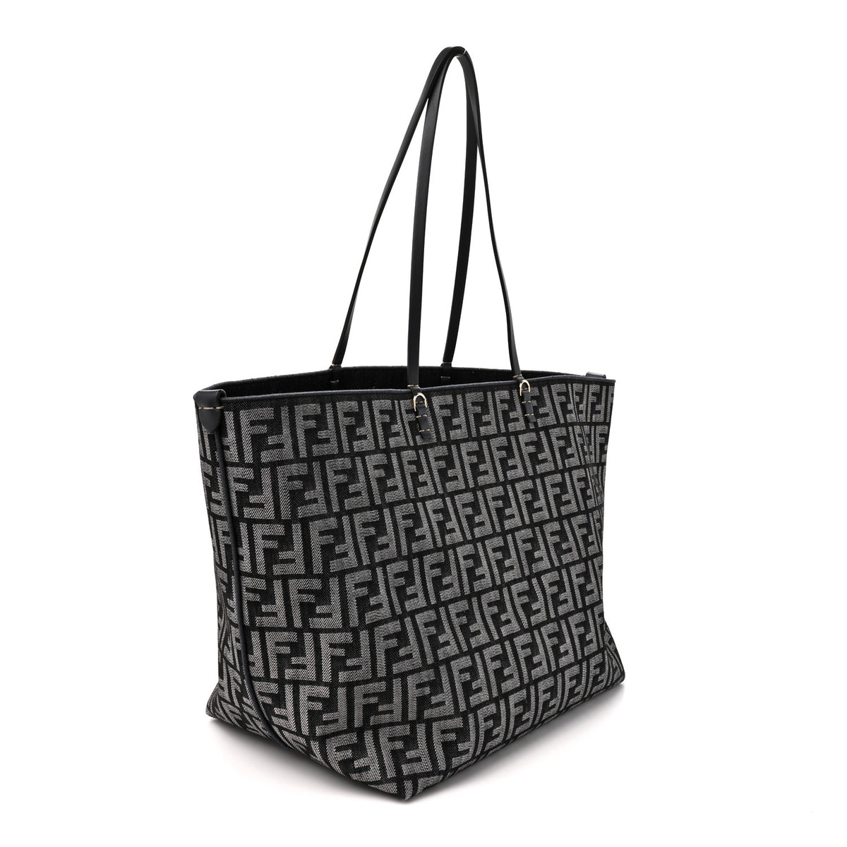 Chenille Vitello Santa Barbara FF Large Roll Reversible Shopping Tote Grigio Notte Flamingo