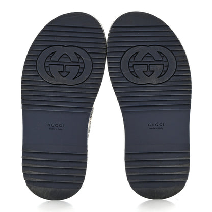 Gucci Monogram Criss Cross Platform Slide Sandals 34.5 Beige Blue 5 of 11