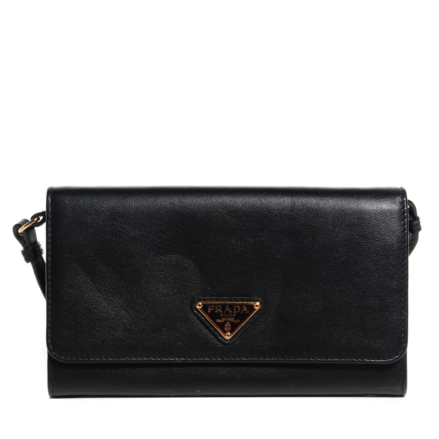 Prada Soft Calfskin Convertible Clutch Black Fuoco 1 of 8