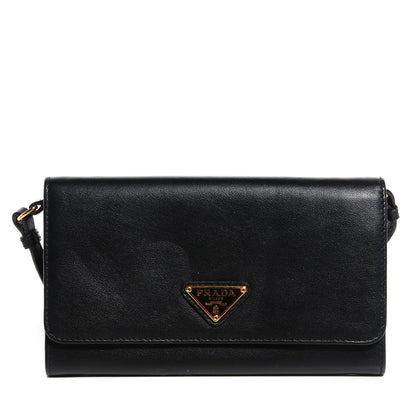 Prada Soft Calfskin Convertible Clutch Black Fuoco 1 of 8