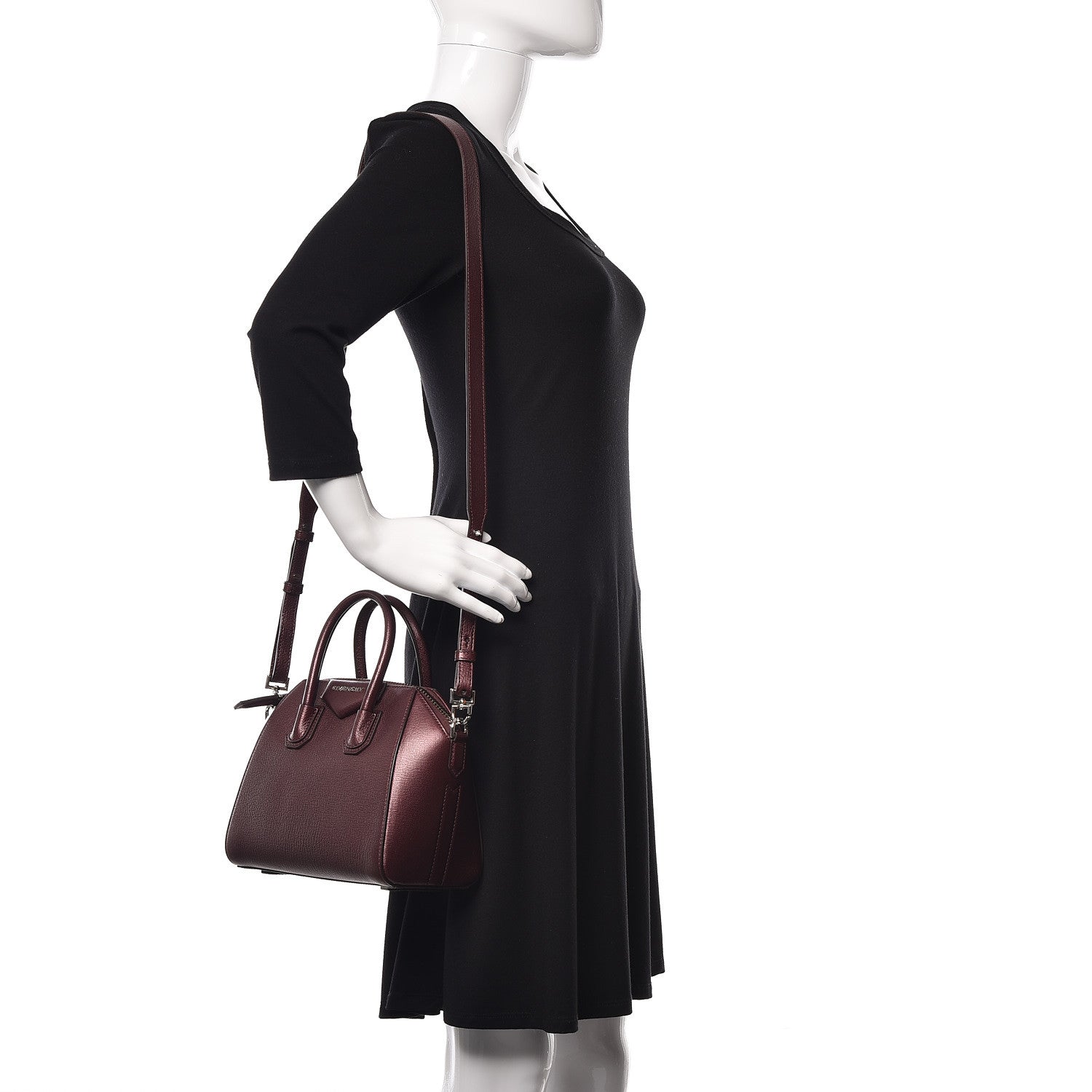 Givenchy Metallic Calfskin Mini Antigona Wine 2 of 10