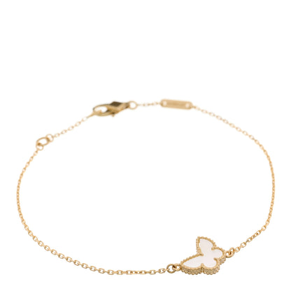 Van Cleef & Arpels 18K Yellow Gold Mother of Pearl Sweet Alhambra Butterfly Bracelet 1 of 4