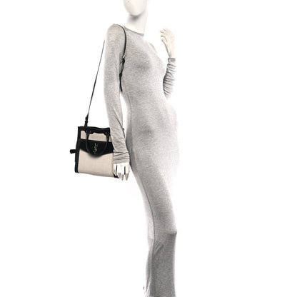 Saint Laurent Canvas Calfskin Small Uptown Tote Black 2 of 10