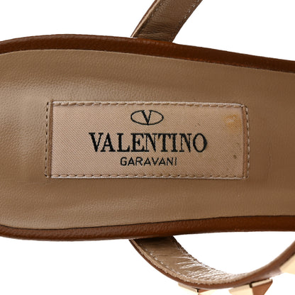 Valentino Garavani Calfskin Nappa Rockstud 60mm Caged Slide Sandals 37 Tobacco 6 of 9