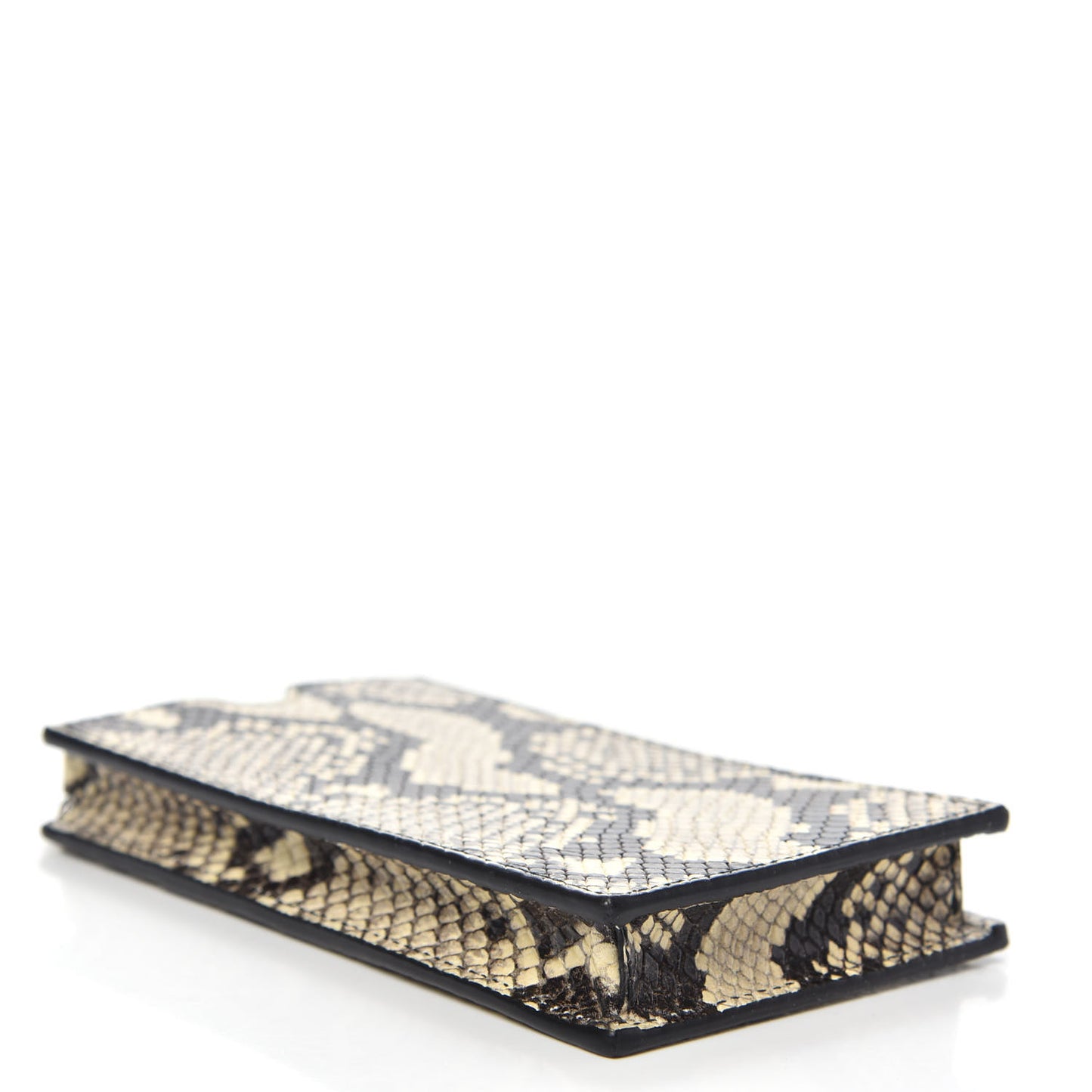 Snakeskin Embossed Calfskin Chain Crossbody Brown