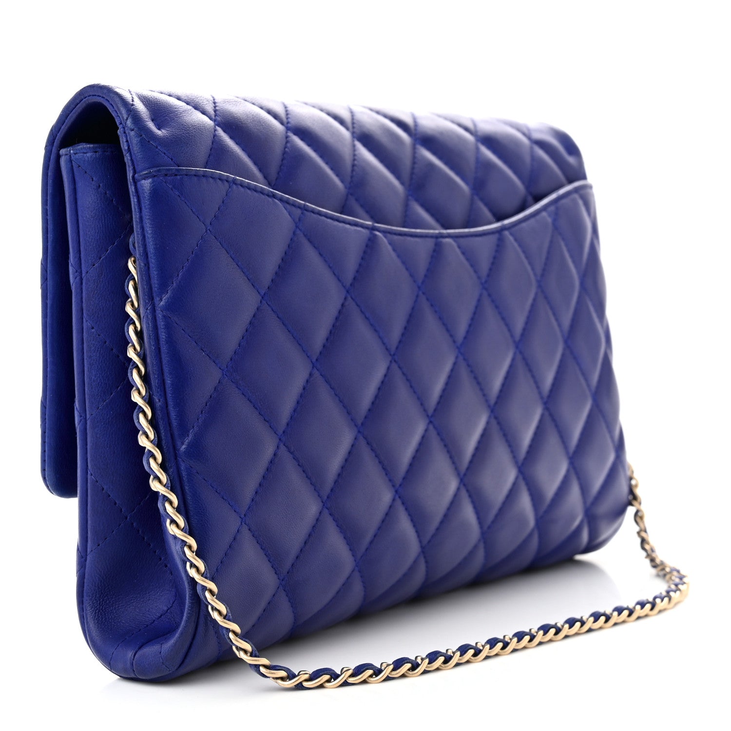 Chanel Lambskin Quilted Clutch with Chain Flap Blue 3 of 11