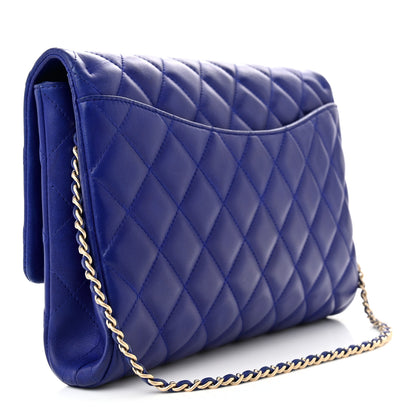 Chanel Lambskin Quilted Clutch with Chain Flap Blue 3 of 11