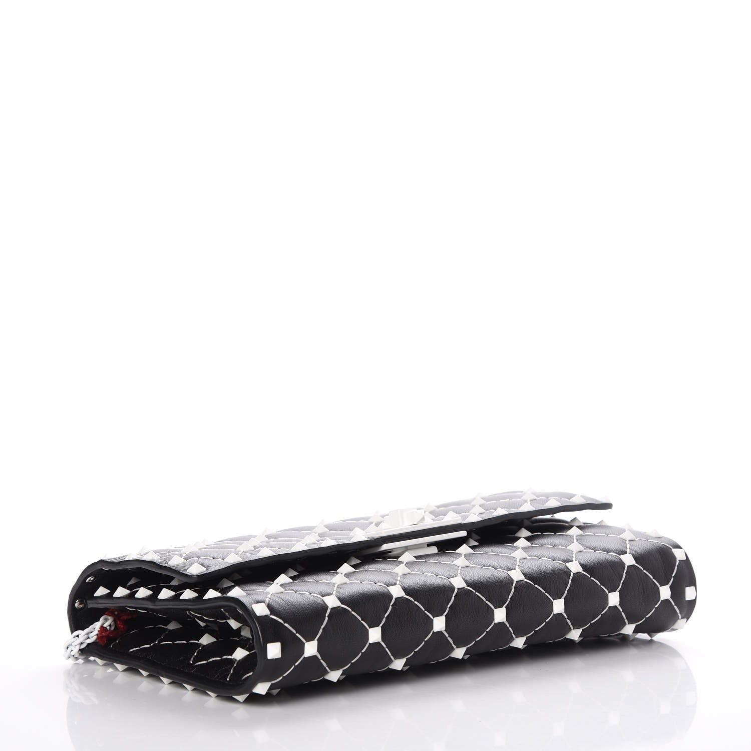 Valentino Garavani Lambskin Free Rockstud Spike Wallet On Chain Black 4 of 9
