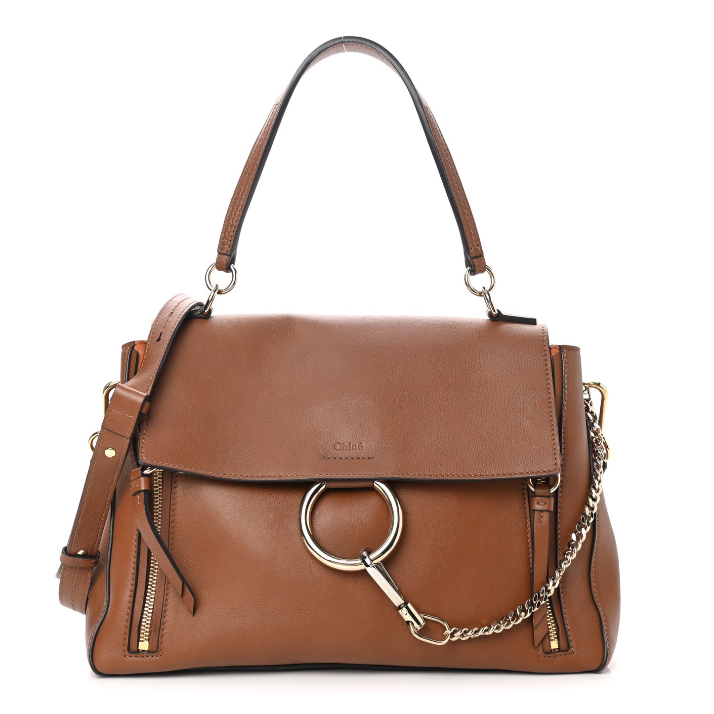 Calfskin Medium Faye Day Shoulder Bag Tan