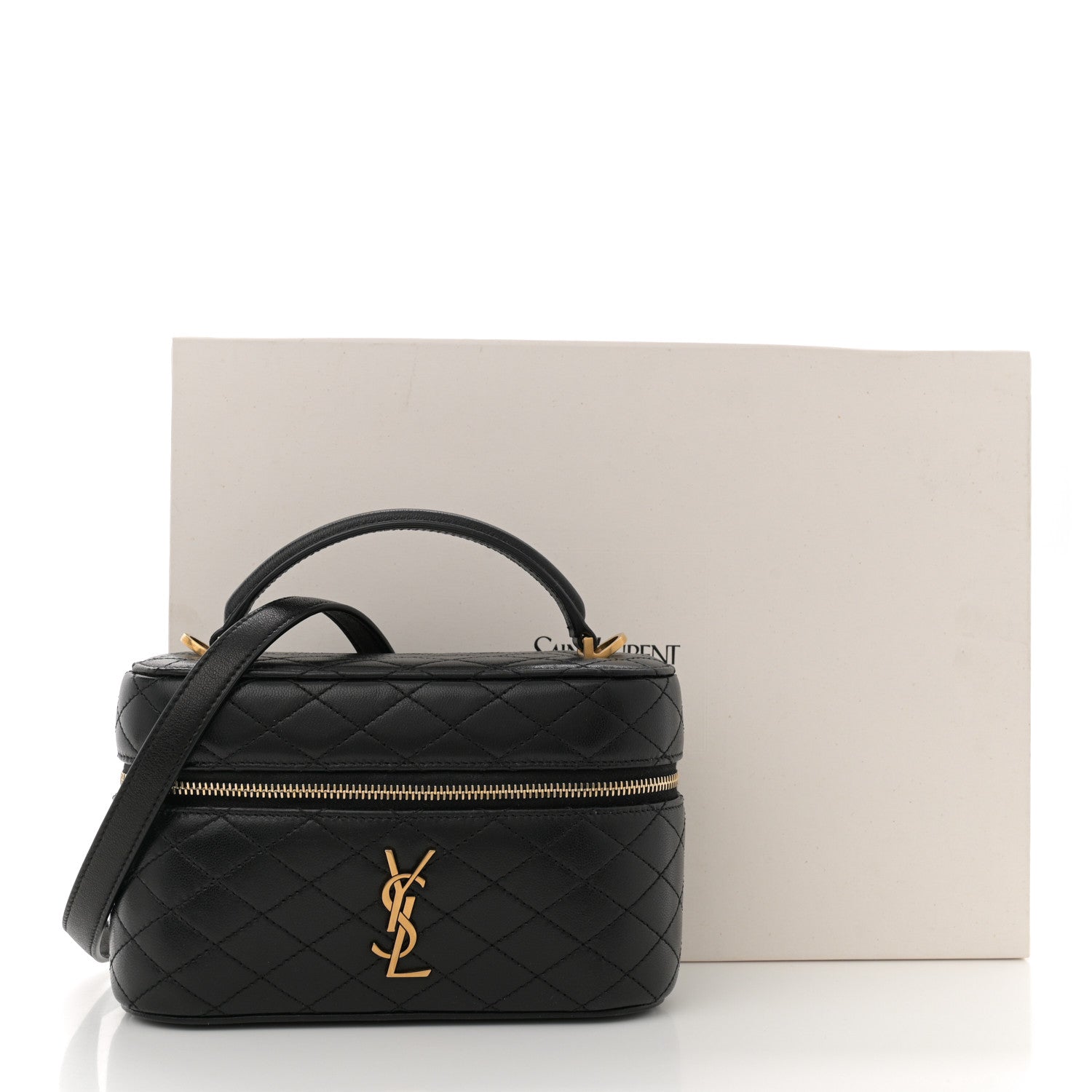 Saint Laurent Lambskin Quilted Mini Gaby Vanity Case Black 10 of 10