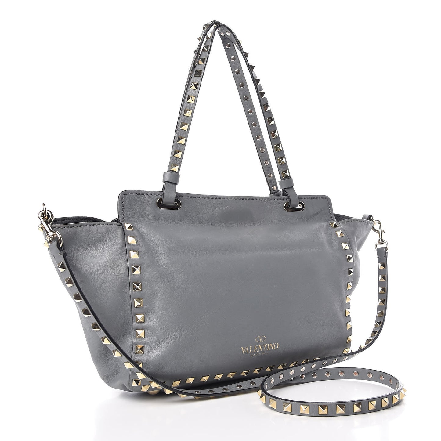 Vitello Small Rockstud Tote Grey
