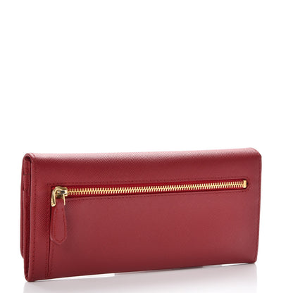Prada Saffiano Metal Continental Flap Wallet Fuoco 3 of 11