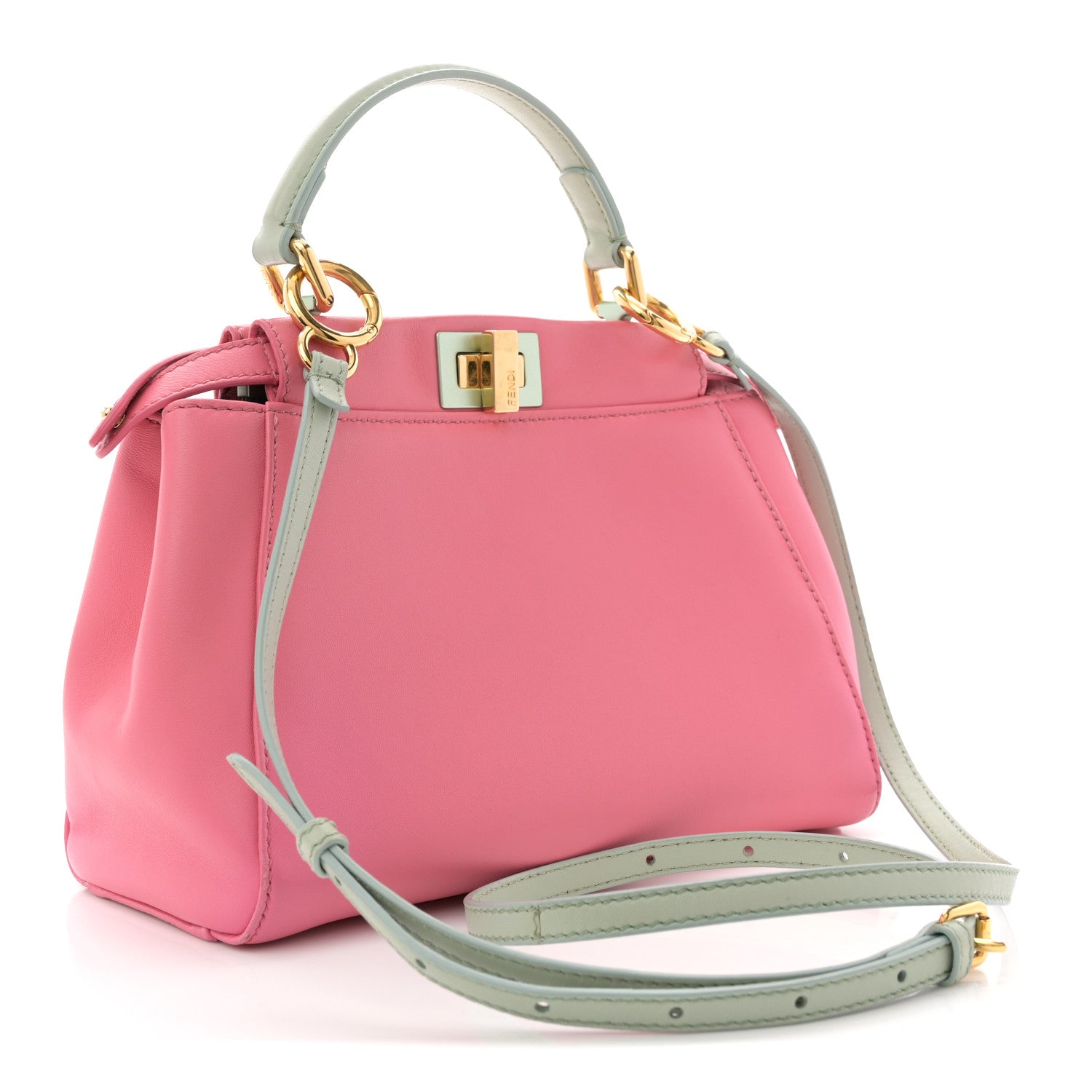 Fendi Nappa Colorblock Mini Peekaboo Iconic Satchel Rosa Fluo Oxigen Slate 3 of 12