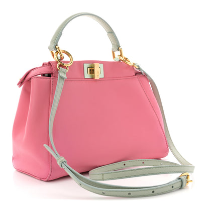 Fendi Nappa Colorblock Mini Peekaboo Iconic Satchel Rosa Fluo Oxigen Slate 3 of 12