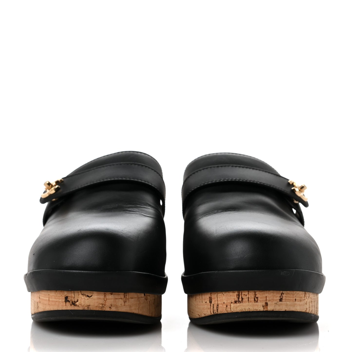Calfskin CC Turn Lock Clogs 41 Black