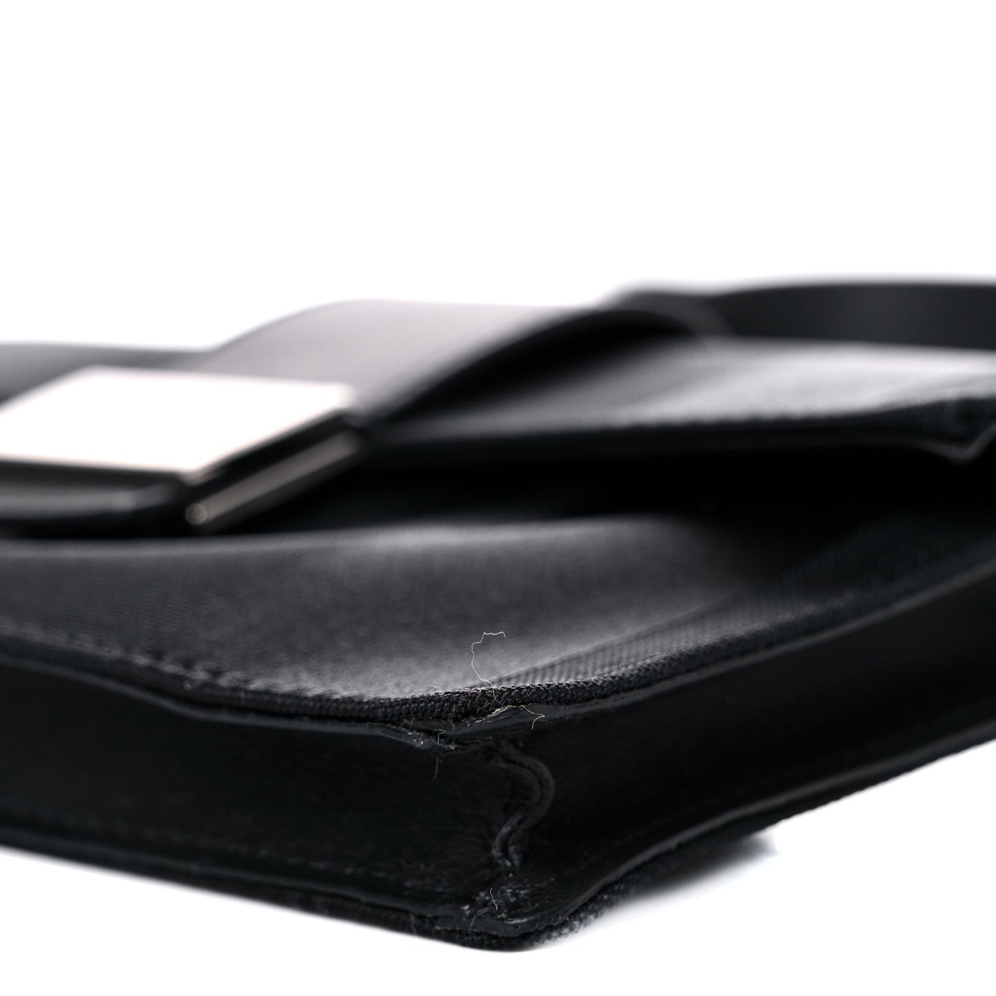 Recycled Nylon Vitello Grace Light Pequin Baguette Belt Pouch Black