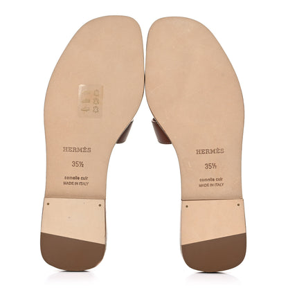 Hermes Box Calfskin Oran Sandals 35.5 Gold 5 of 9